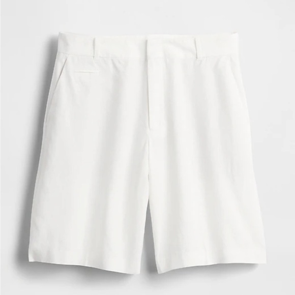 GAP 365 Flat Front LInen Blend Trouser Shorts Minimalist Off White Size 14 NEW - Picture 4 of 12
